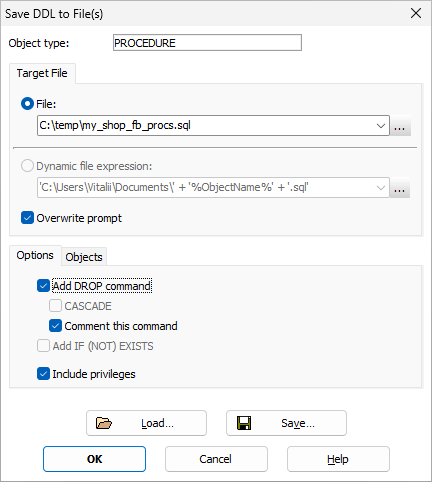 Exporting Firebird procedures