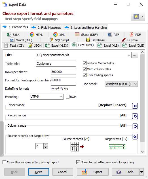 Example of Exporting Data to Excel Workbook (XML-Based) Exporting Data to Excel Workbook (XML-Based)