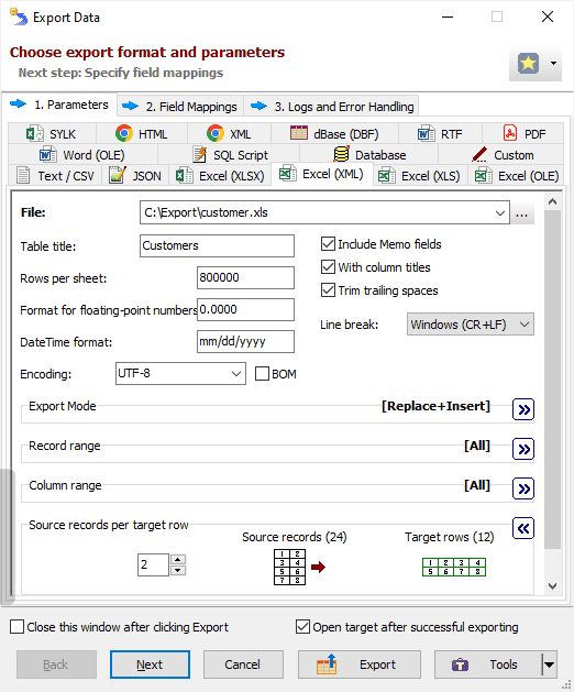 Приклад експортування даних до формату Excel(на основі XML) Експортування даних до формату Excel (на основі XML)